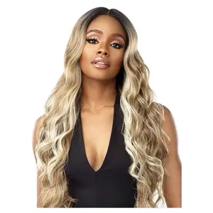 Sensationnel Vice HD Lace Front Wig Unit 8 #CH27 with Natural Wavy Texture and Sunlight Blonde Highlights