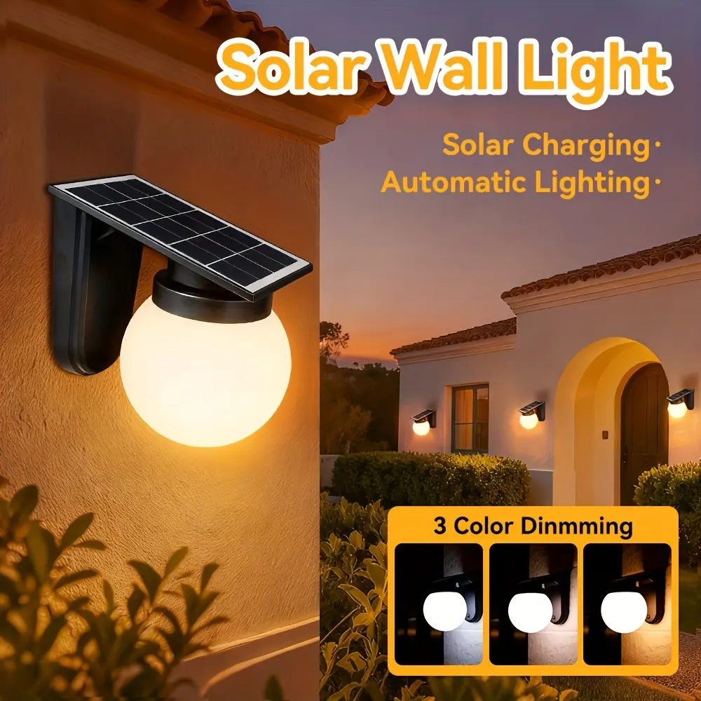 Outdoor Solar Wall Lights with Three Modes And Color Temperatures, Featuring IPX4, a 3600Mah Rechargeable Battery, And Automatic On/Off Functionality, Ideal for Decorating Courtyards, Streets, Fences, Garages, And Gardens
