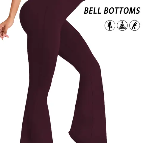 Women's High Waist Flare Pants, Soft Tummy Control Bell Bottoms, No-See-Through Workout & Yoga Leggings, Athletic Wear, Fitness Yoga Pants, Stretchy Workout Leggings, All Season Activewear, Workout Sportswear
