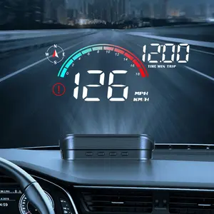 Car Windshield Speedometer Projector, Universal 3.5 Inch HUD, OBD/GPS Digital Speed, Compass Direction, Time, Over Speed Warning, Mileage, Driving Time, Car Monitor