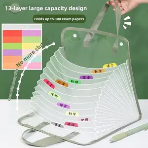 13 Layer Expanding File Folder with Handle, Large Capacity Organizer,Snap Closure Accordion Design with Tab Dividers,Waterproof and Dirt Resistant Material for Exams Office Documents and Paper Storage