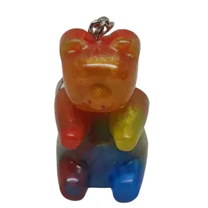 Vibrant Handmade Rainbow Bear Keychain Charm Lightweight Resin Accessory--=%2=- fun=%2=----=%2=- keychains=%2=-- fun keychains