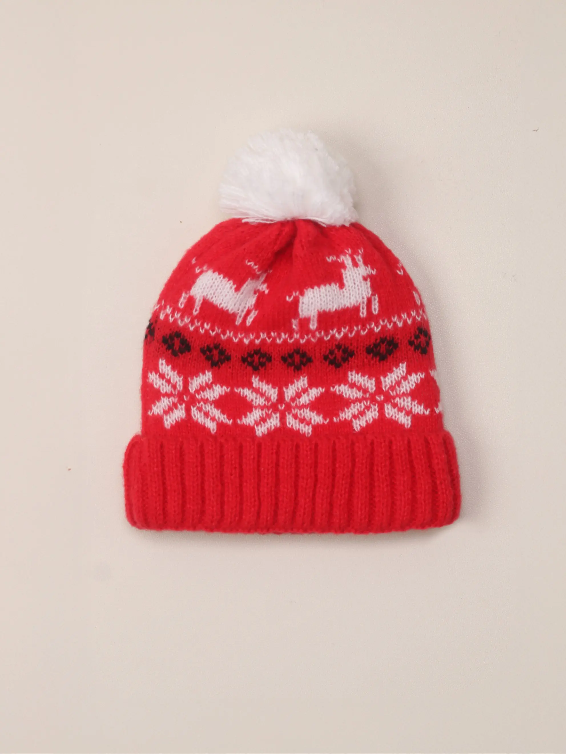 Baby Boys & Girls Newborn Toddler Pom-Pom Beanie, Cozy Knit Winter Warm Hearts Pattern Bonnet Hat, Casual Fall/winter Outdoors Accessory, Knitting Beanie