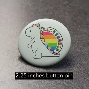 Allysaurus Button Pin Ally+LQBTQ for Collars and Clothing - Pride Pins for Equity, Diversity and Inclusion brooch pin