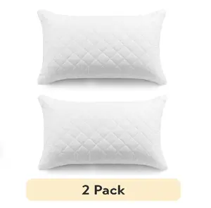 (2 Pack) Memory Foam Cluster Bed Pillow Standard Queen Size Quilted Design Comfortable Sleep Aid