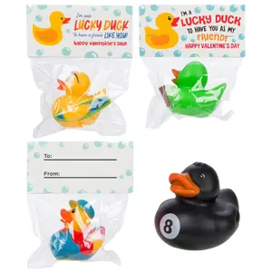 Funeta Rubber Duck Valentine’s Day Gifts for Kids | 30-Pack Classroom Set