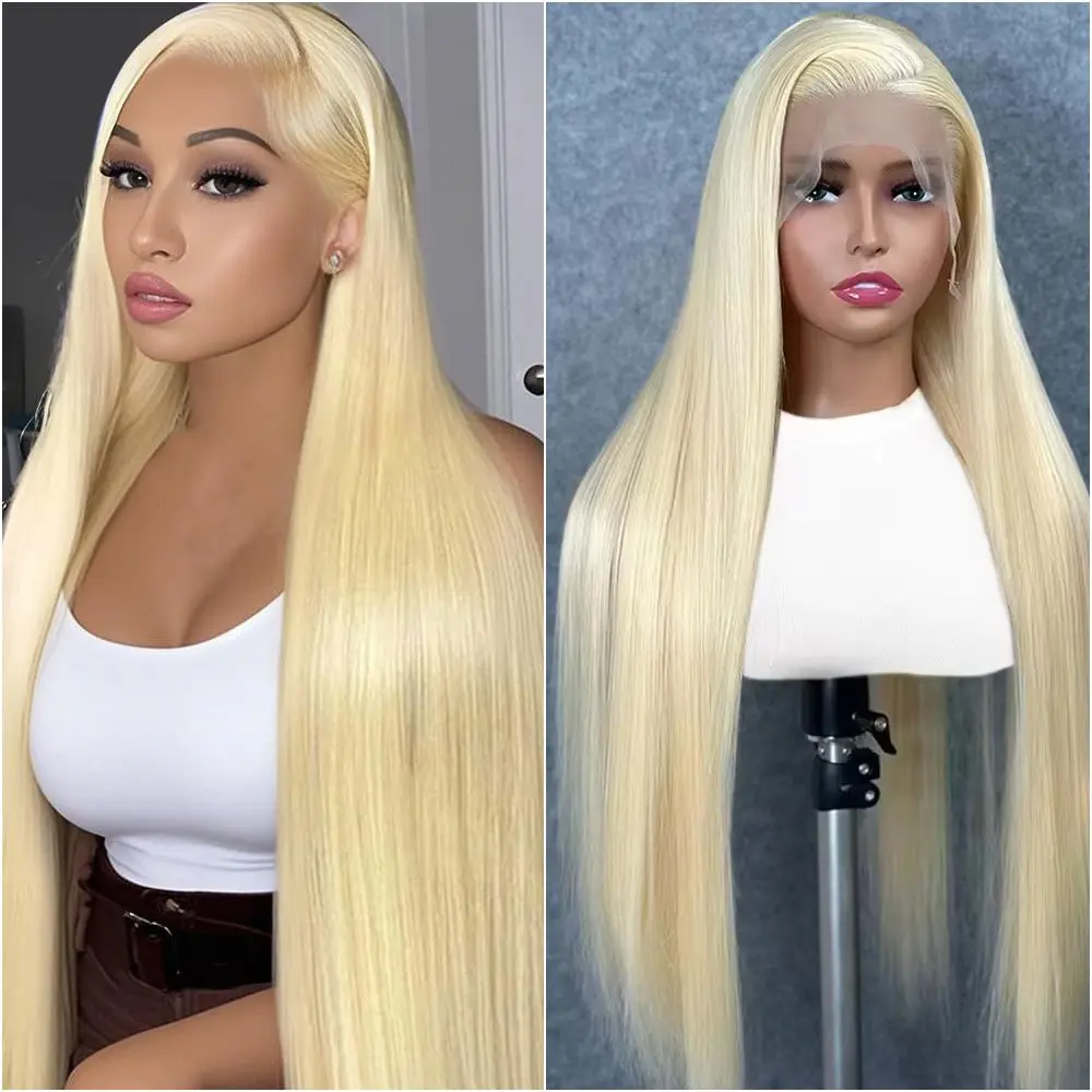 613 Blonde Straight Body HD transparent Lace Front Wig 28inches 13x6 Human Hair Glueless Wear & Go Wig for Women Natural Hairline Heat Resistant Long Straight Wig Frontal Lace Wigs Beginner Friendly Wig
