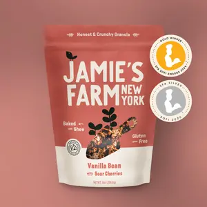 Jamie's Farm Vanilla Bean Granola with Sour Cherries - Gluten-Free, Organic, Baked with Ghee, Perfect for Breakfast and Yogurt Bowls
