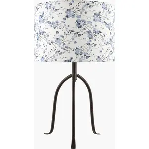 Deep White Traditional Table Lamp with linen details for bedside or console tables