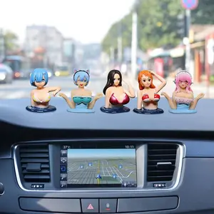 New Shaking Chest Girl Car Dashboard Ornament Sexy Cute Anime Dolls Plump Car Interior Shape Motorcycle Accessories Decoration