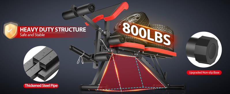 【TikTokShopBlackFriday】OPPSDECOR Olympic 900LBS Adjustable Weight Bench Press with Leg Extension & Preacher Curl Pad for Home Gym Workout Equipment