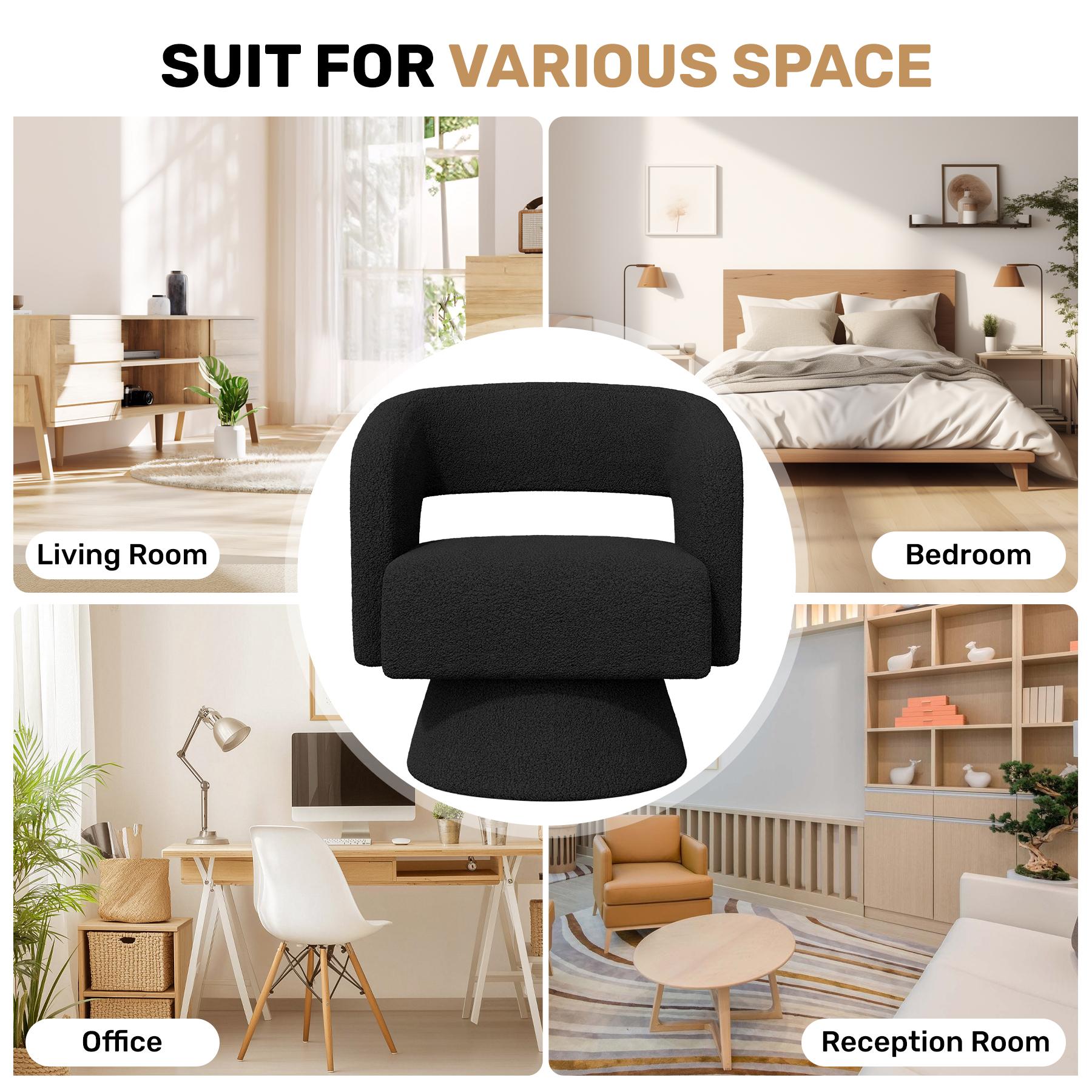 Swivel Barrel Accent Chair, Linen Fabric Upholstered Armchair with Wood Frame & Spring Support,Modern Comfy Lounge Sofa Chair with Round Back for Reading Living Room Bedroom,Beige Ergonomic