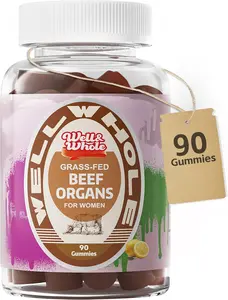 Well&Whole Beef Organ Supplement for Women, Grass-Fed Female Bovine Organ Supplement, Beef Liver, Kidney, Heart, Ovary and Uterus, Supports Hormone Balance, Energy and Health, 90 Gummies