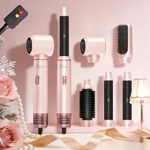 5-In-1 Hot Air Brush, Hair Dryer Brush, Ionic Hair Styler, Blow Dryer Brush, Multi Hair Styler, Curling Straightening Brush, Travel Dual Voltage Hair Tool, Volumizing Air Styler, Multifunction Hair Styling Tool