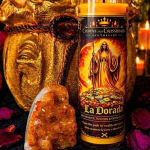 La Dorada Santa Muerte Candle | Abundance, Wealth & Success Attraction