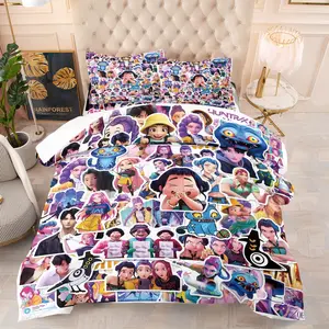 Anime & Pop Print Comforter Set, Includes Filled Blanket & Pillowcase, Vibrant Anime Characters Bedding, Soft Bedding Sets, All-Season Use, Sc034 Series