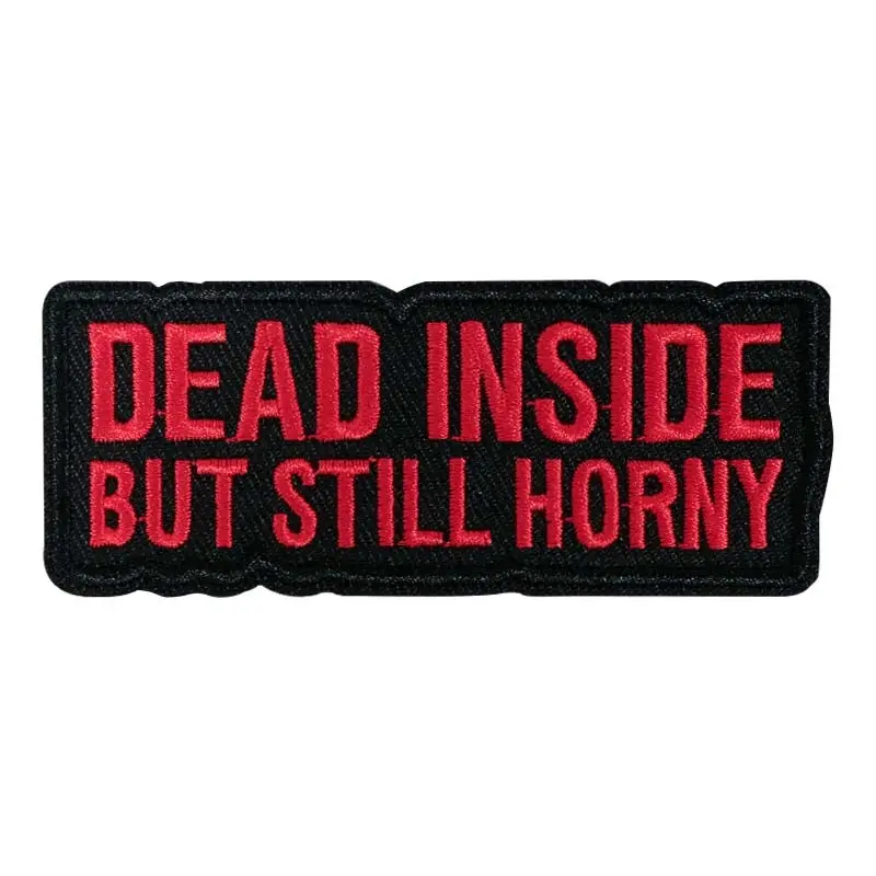 Dead Inside but Still Horny Goth Embroidered Fabric Patch Repair Kit, Back Adhesive Iron-On Applique Embroidery Patches for Clothes Jackets Hats Accessories Embroidered Patches