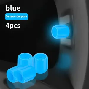 Glow in The Dark Tire Valve Stem Caps, 4 Pieces, Luminous Car Truck SUV Bicycle Motorcycle Wheel Air Caps, Universal Dust Proof Leak Proof Cover, Night Safety Decorative Accessory for Auto Tyre