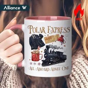 11 Oz Ceramic Polar Express Coffee Mug, Train Uniform Hot Chocolate Design, Dishwasher Safe, Ideal Gift for Women, Holiday Party Christmas Birthday