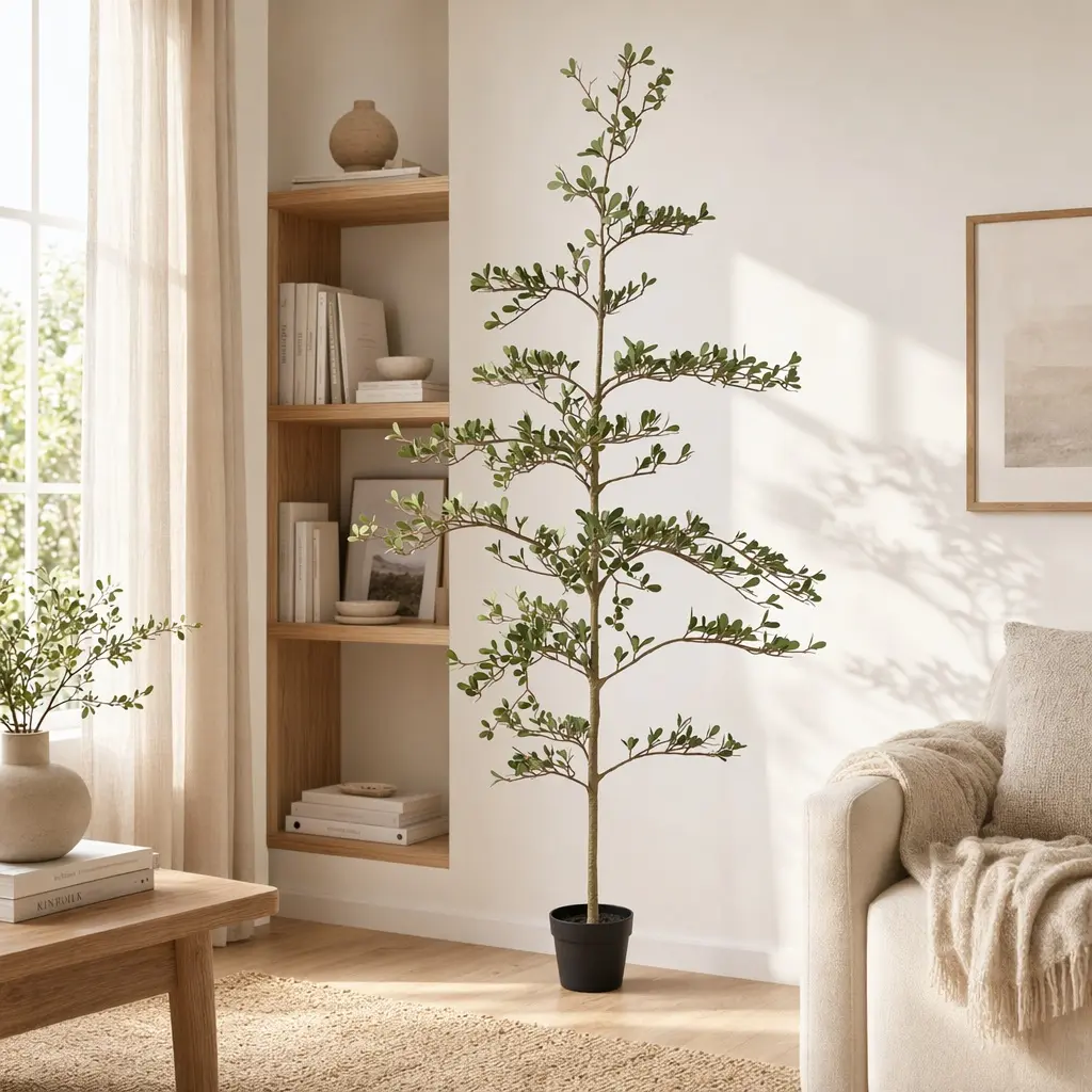 6ft Artificial Olive Tree Realistic Faux Potted Plant in Black Pot Indoor Covered Outdoor Decorative Tree for Living Room Office Modern Luxury Style Green Leaves Fabric Plastic 1pc, Green Leaves Color Options, Fabric+Plastic Material