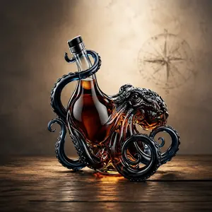 Octopus Kraken Collectible High Borosilicate Glass Whiskey Decanter - Home Bar Accessories Set, Elegant Liquor Container, Unique Gift for Whiskey Enthusiasts, Decanters