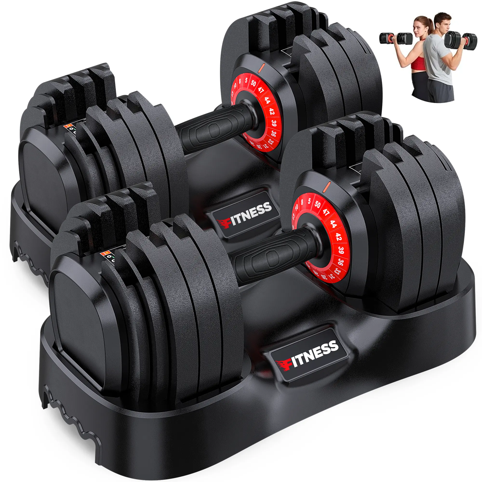 Bearbro Adjustable Dumbbell Set for Home Gym Strength Training 25/50/90 lbs, one-hand adjustable, non-slip knurled grip, compact storage, ideal for full-body strength training,Blackfriday