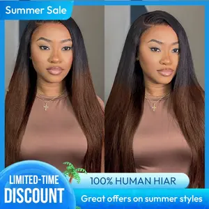 [Ombre Color] 20‘’-28‘’ Asteria Hair Side Part Ombre Color Light Yaki 13×6 Lace Front Wigs Ready To Go Glueless Wig Yaki Straight Human Hair Beginners Friendly #Summervibes