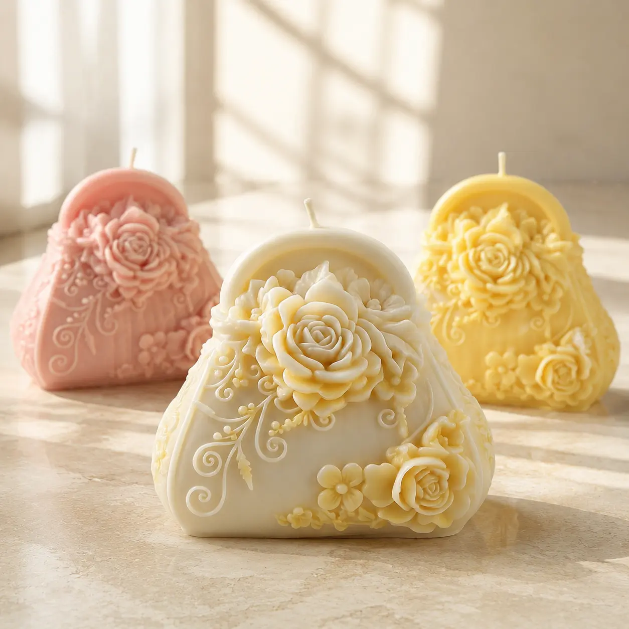 1pc Vintage 3D Detailed Rose Flower Purse Silicone Mold - Candle Molds for Candle Making, Handmade Crafts Tool for Epoxy Resin Casting, Soap, Clay Projects & Aesthetic Room Decor