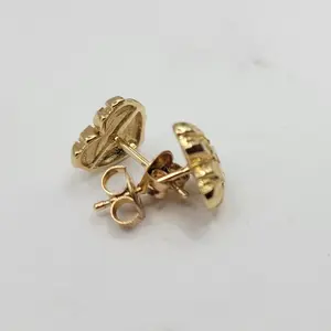 Nugget Heart Earrings- 14K Solid Gold