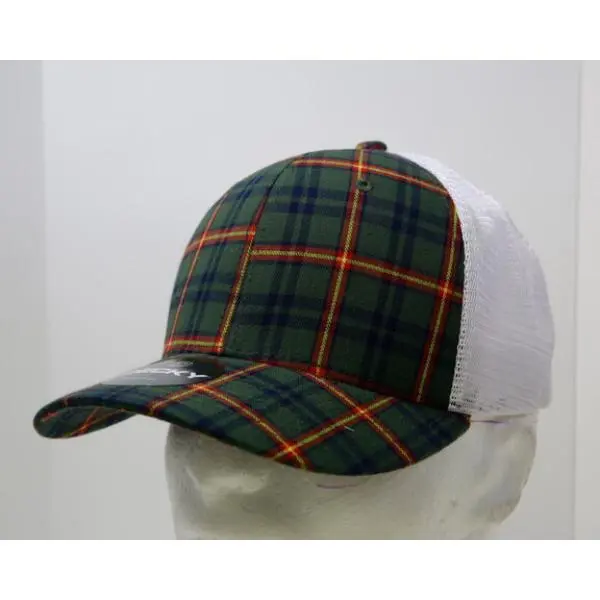 212 MAIN Unisex Dog & Cat Plaid Print Trucker Hat - 6017-230, 6-Panel Mid-Profile Structured Cotton-Nylon Mesh, 230-White, Snapback, Casual, 1-Size Fits Most Crown