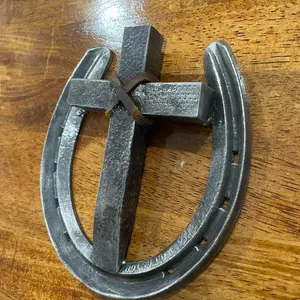 Hand Forged Horseshoe Cross – Rustic Christian Wall Décor