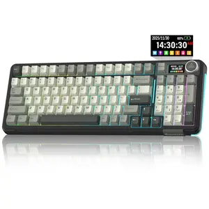 Solakaka A99 Pro Creamy Mechanical Backlit Keyboard - Hot-Swappable Customizable Switches, LCD Screen, Control Knob, Tri-Mode BT/2.4G/USB-C, Wireless Rechargeable Keyboard for Computers & Office Use
