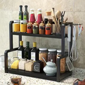 1pc Stainless steel kitchen storage racks favored by kitchen users, countertop space management:  with its multi-layer layout, easily stores various condiments, making it a great helper for optimizing kitchen countertop space.