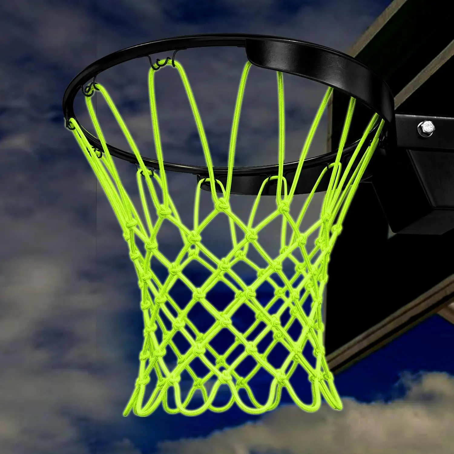 Nightlight Basketball Net Replacement, Basketball Hoop Net, Nylon Basketballs Nets Heavy Duty Outdoor, Fits Outdoor Indoor Standard Rim,  Weather Anti Whip Anti-Entanglement(12 Loops)
