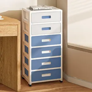 6 Drawers Organizer Storage,6 Tiers Rolling Storage Cart,Plastic Drawer Storage Organizer for Home Office,Blue,White