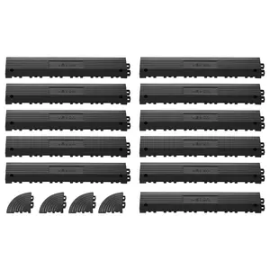 VEVOR Transition Edge Kit, 11-Piece, Durable Straight Garage Floor Edging, PP Material, Easy Installation, Edge Protection for Wet Area Restaurant Pool, Only Compatible with VEVOR Drainage Mats, Blac
