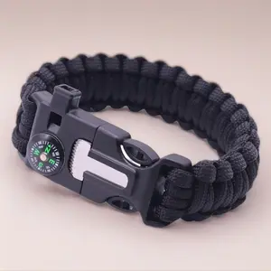 5-in-1 Survival Bracelet with compass & fire starter paracord emergency whistle outdoor gear for Camping Hiking