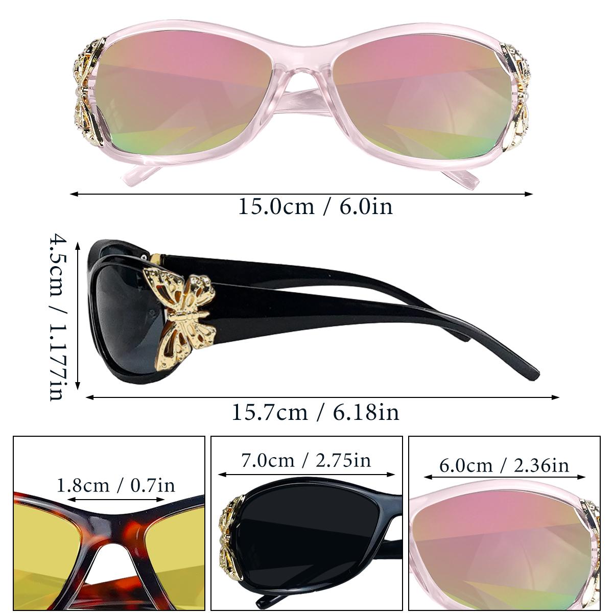 3 Pairs Y2K Sunglasses for Women, Fashion Wrap Around Butterfly Design Sun Glasses with UV400 Protection