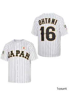 Men's Ohtani #16 Japan Hip Hop Short Sleeves Baseball Jerseys Embroidery Sports Shirt