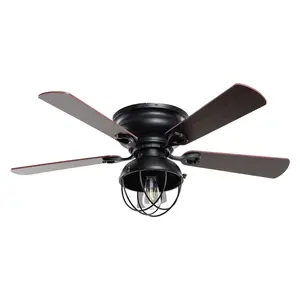 Parrot Uncle 42-inch Traditional Flush Mount Indoor Reversible AC Motor Ceiling Fan with Light and Remote Control for Bedroom