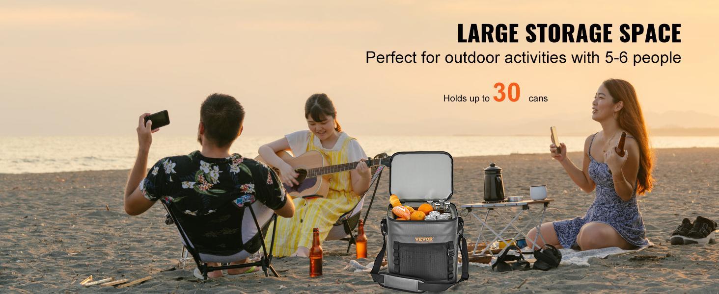 VEVOR Soft Lunchbox Cooler Bag, Max 30 Cans Soft Sided Cooler Bag Leakproof with Zipper, Waterproof Soft Cooler Insulated Bag, Lightweight & Portable Collapsible Cooler for Beach, Hiking, Picnic VEVOR Soft Lunchbox Cooler Bag, Max 30 Cans Soft Sided Cooler Bag Leakproof with Zipper, Waterproof Soft Cooler Insulated Bag, Lightweight & Portable Collapsible Cooler for Beach, Hiking, Picnic
