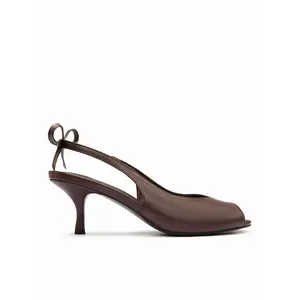 Cider OPEN-TOE BOWKNOT SLINGBACK KITTEN HEELS