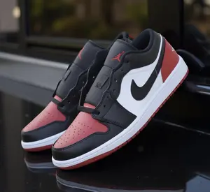 Nike Air Jordan 1 Low Bred Toe 2.0 553558-161 Mens Fashion Sneakers New