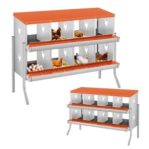 Garvee Durable & Ventilated Metal Chicken Nesting Box – 8 Compartments, Roll Away Egg Tray, Wall Mount, Easy Clean, Ideal for Poultry Coops, Red (8 Compartments)