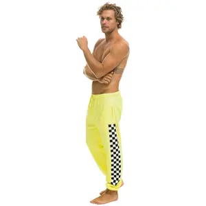 CHECK LEG SWEATPANTS - NEON YELLOW
