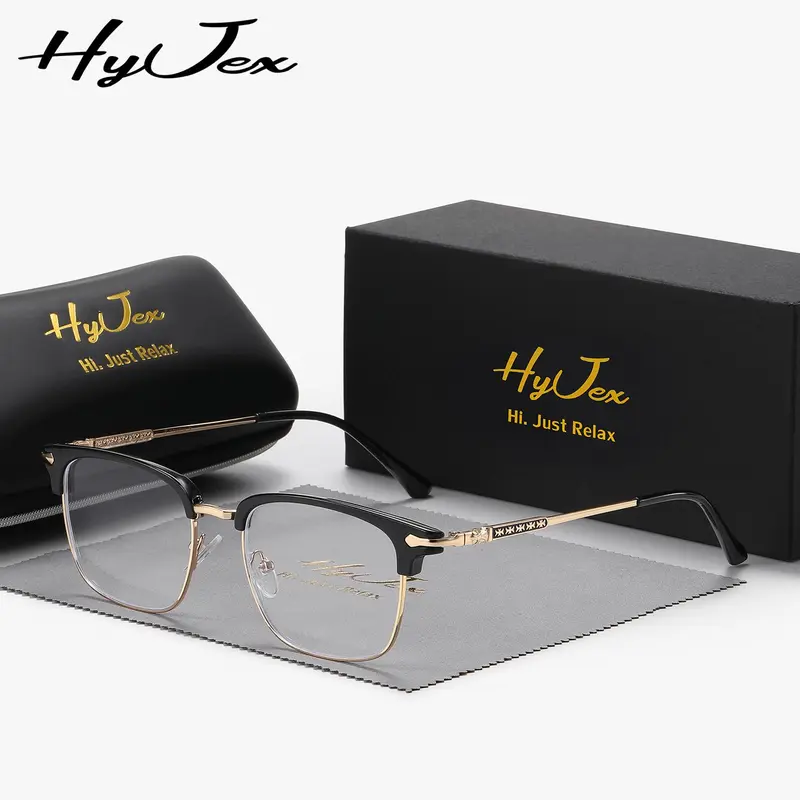 HyJex Unisex Anti-Blue Light Glasses Retro-Modern Clear-Lens Eyewear Lightweight Comfortable All-Day Wear for Daily Use