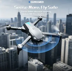 2026 Foldable Aerial Drone M8 Pro with 4K UHD EIS Anti-Shake Camera, GPS Precise Positioning System, 5G WiFi FPV Real-time Transmission,   Intelligent Obstacle Avoidance, Auto Return, 360° Stunt Roll, 2 Batteries for Adults Beginners Aerial Photography