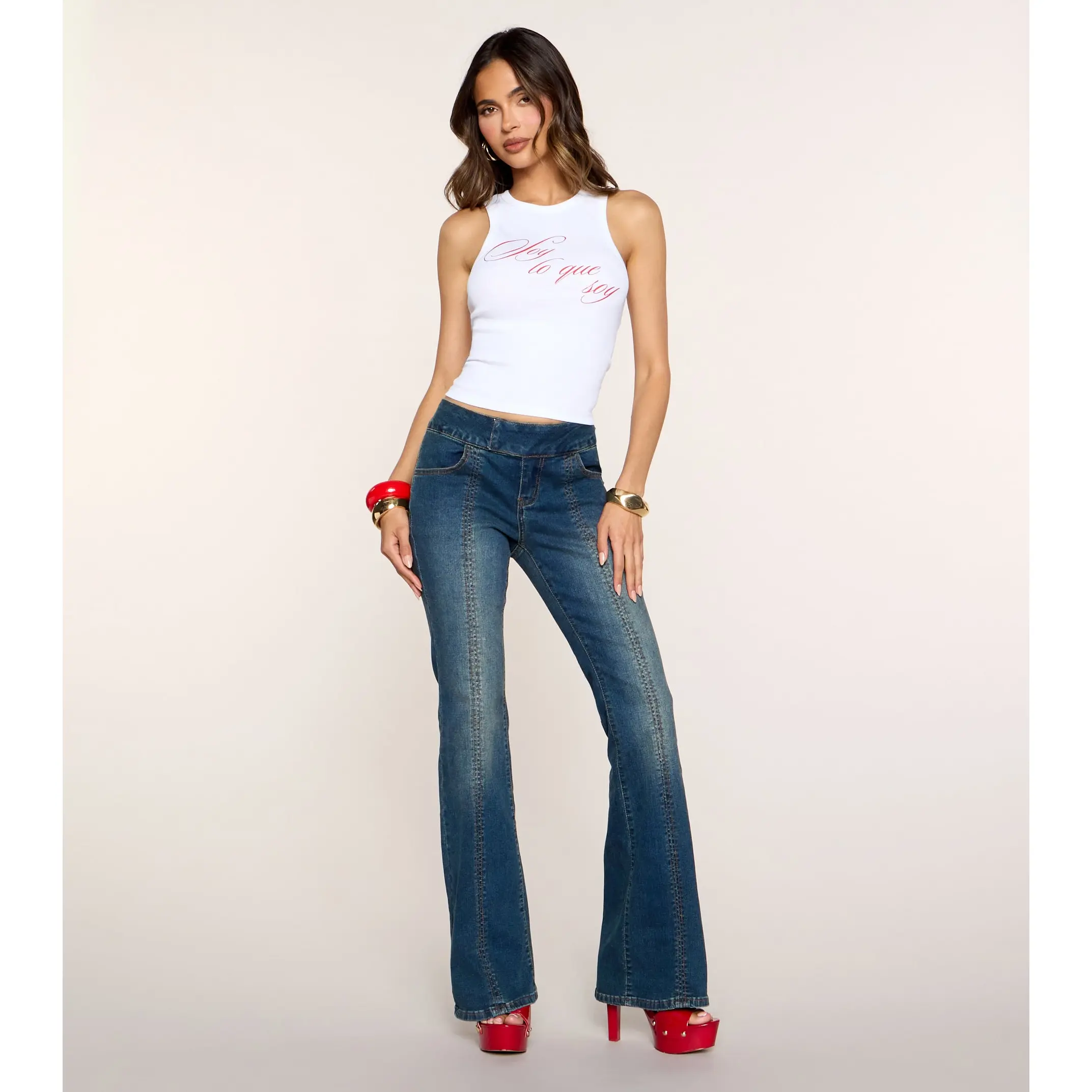 Trendy Vibe Mid-Rise Flare Jeans