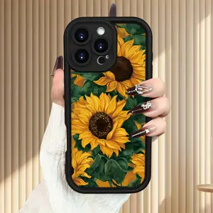 A creative sunflower pattern phone case, TPU shockproof full protection case, suitable for iPhone 17/16/15/14/13/12/11 PRO MAX PLUS AIR E XS and PROMAX MINI, an ideal gift for friends and family, T1810