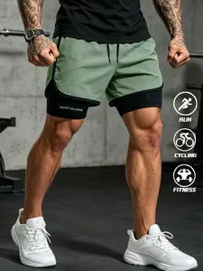 Men's 2-In-1 Quick Dry Running Shorts, Breathable Gym Workout Shorts with Compression Liner, Elastic Waist for Basketball, Fitness, Jogging, Training, Active Shorts, Athletic Wear Shorts
